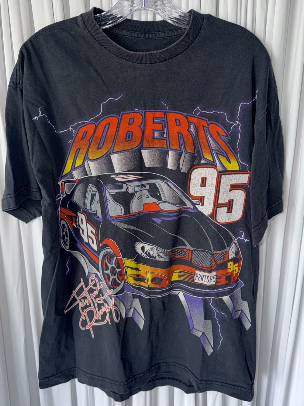 Brandy Melville Black Graphic 'Roberts 95' Racing Tee